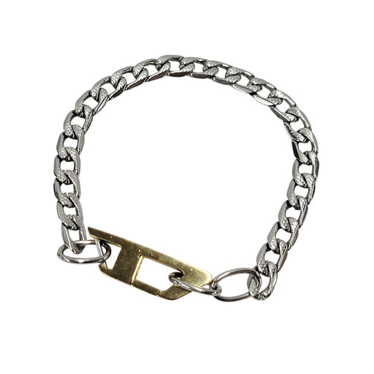 【中古品】【メンズ/レディース】 DIESEL ディーゼル D LOGO BRACELET Dロゴ ブレスレット アクセサリー 192-251129-as-34-izu カラー：シルバー×ゴールド 万代Net店