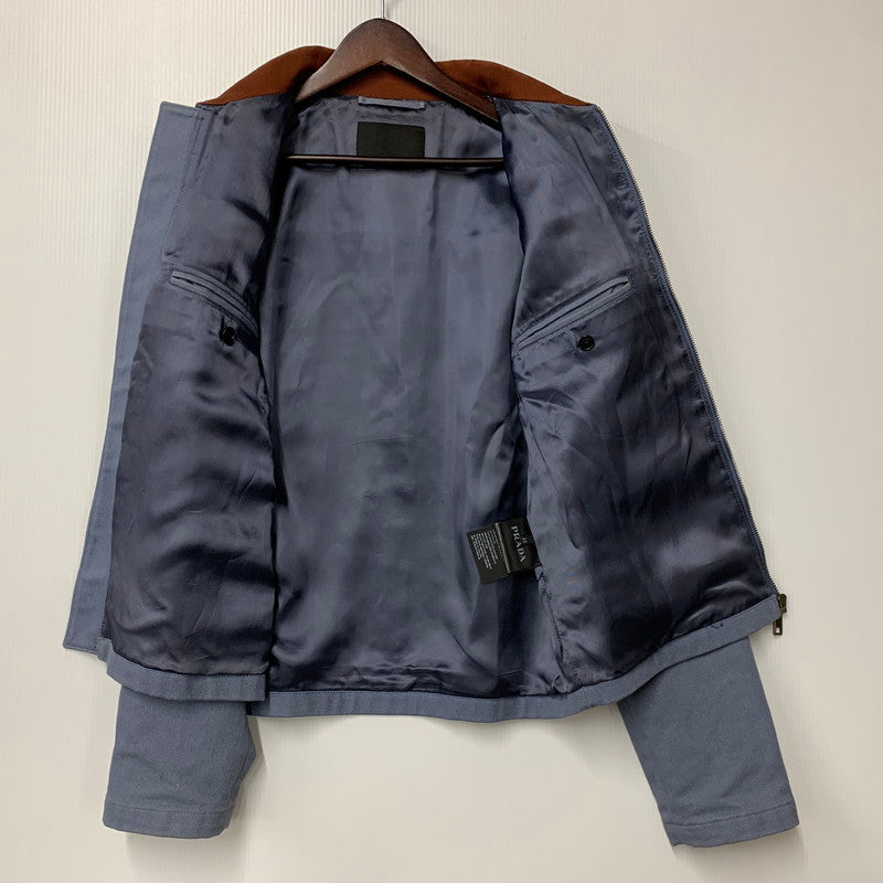 【中古品】【メンズ】 PRADA プラダ TWO TONE COLOR FULL ZIP JACKET SGB004 S191 1S5Y ツートンカラー フルジップ ジャケット アウター 141-251116-as-06-izu サイズ：44 カラー：ブルー×ブラウン 万代Net店
