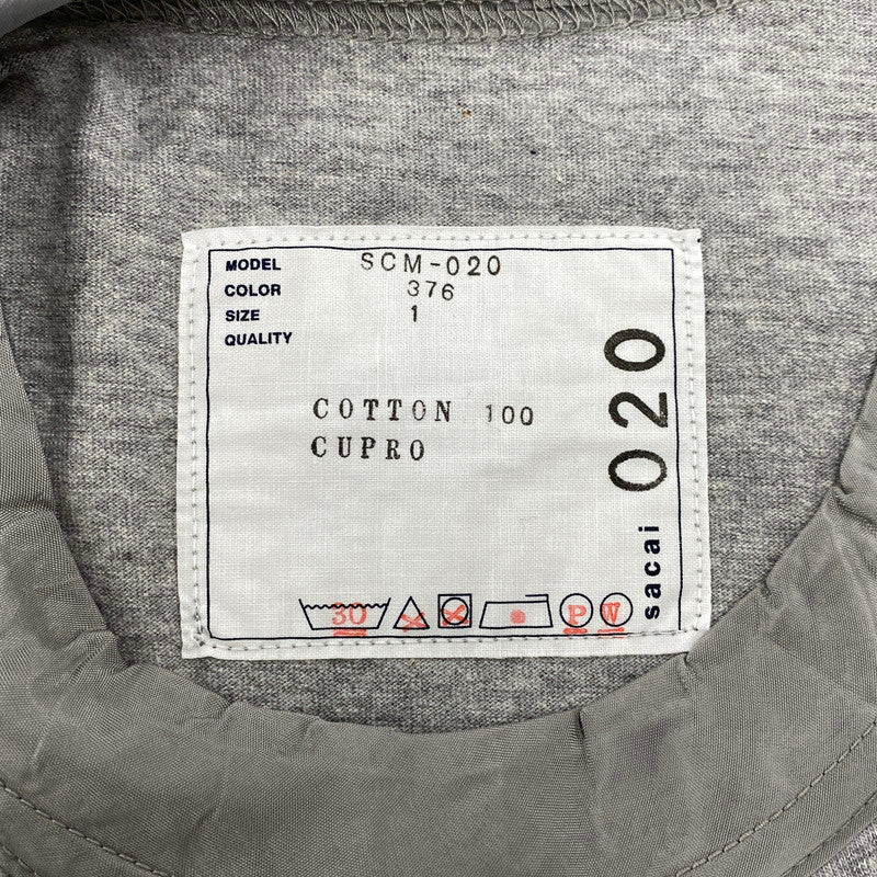 【中古美品】【メンズ】 Sacai サカイ SCM-020 19SS SHORT SLEEVE CUTSEWN ショート スリーブ カットソー トップス 半袖 140-251123-cs-23-izu サイズ：1 カラー：グレー 万代Net店