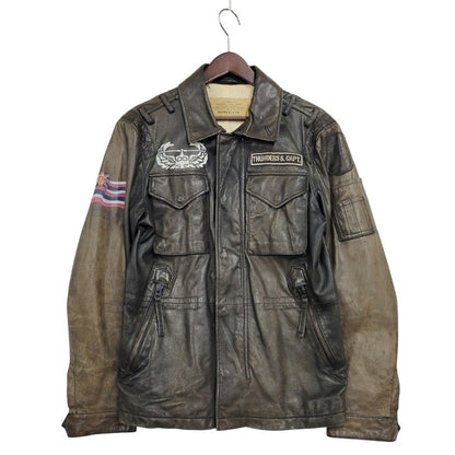 【現状渡し品】【メンズ】 AVIREX アヴィレックス THUNDER BAY 25TH GOAT LEATHER JACKET 6191001 サンダーベイ 25周年記念 ゴートレザー ジャケット アウター 145-251117-as-03-izu カラー：ブラック 万代Net店