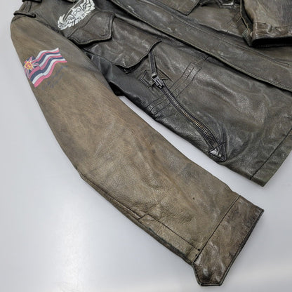 【現状渡し品】【メンズ】 AVIREX アヴィレックス THUNDER BAY 25TH GOAT LEATHER JACKET 6191001 サンダーベイ 25周年記念 ゴートレザー ジャケット アウター 145-251117-as-03-izu カラー：ブラック 万代Net店