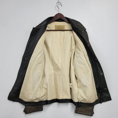 【現状渡し品】【メンズ】 AVIREX アヴィレックス THUNDER BAY 25TH GOAT LEATHER JACKET 6191001 サンダーベイ 25周年記念 ゴートレザー ジャケット アウター 145-251117-as-03-izu カラー：ブラック 万代Net店