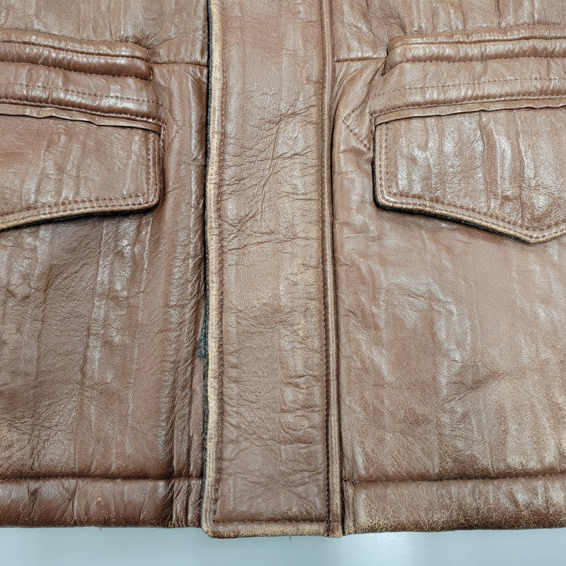 【現状渡し品】【メンズ】 Durban ダーバン W860752-87 M-65 CABLE KNIT LINER SHEEP SKIN LEATHER JACKET ケーブル ニット ライナー シープ スキン レザー ジャケット アウター 145-251128-cs-11-izu サイズ：M カラー：ブラウン 万代Net店