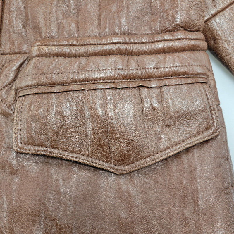 【現状渡し品】【メンズ】 Durban ダーバン W860752-87 M-65 CABLE KNIT LINER SHEEP SKIN LEATHER JACKET ケーブル ニット ライナー シープ スキン レザー ジャケット アウター 145-251128-cs-11-izu サイズ：M カラー：ブラウン 万代Net店