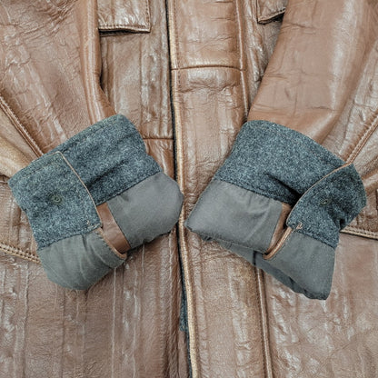 【現状渡し品】【メンズ】 Durban ダーバン W860752-87 M-65 CABLE KNIT LINER SHEEP SKIN LEATHER JACKET ケーブル ニット ライナー シープ スキン レザー ジャケット アウター 145-251128-cs-11-izu サイズ：M カラー：ブラウン 万代Net店