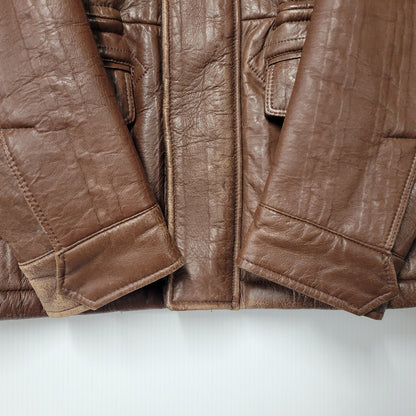 【現状渡し品】【メンズ】 Durban ダーバン W860752-87 M-65 CABLE KNIT LINER SHEEP SKIN LEATHER JACKET ケーブル ニット ライナー シープ スキン レザー ジャケット アウター 145-251128-cs-11-izu サイズ：M カラー：ブラウン 万代Net店