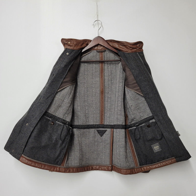 【現状渡し品】【メンズ】 Durban ダーバン W860752-87 M-65 CABLE KNIT LINER SHEEP SKIN LEATHER JACKET ケーブル ニット ライナー シープ スキン レザー ジャケット アウター 145-251128-cs-11-izu サイズ：M カラー：ブラウン 万代Net店