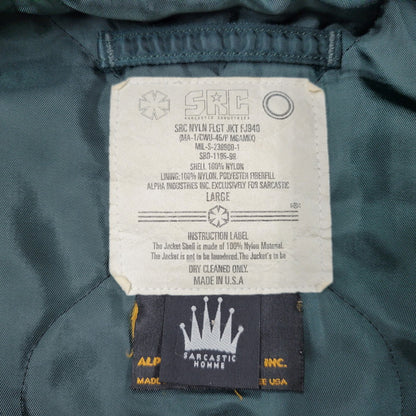 【現状渡し品】【メンズ】 ALPHA INDUSTRIES アルファインダストリーズ × SARCASTIC サキャスティック MA-1 FLIGHT JACKET SB0-1195-99 フライトジャケット USA製 アウター 145-251117-as-06-izu サイズ：L カラー：グリーン 万代Net店