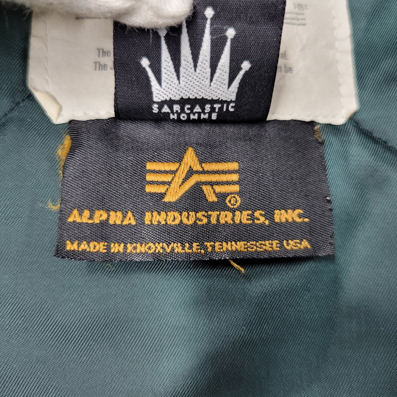 【現状渡し品】【メンズ】 ALPHA INDUSTRIES アルファインダストリーズ × SARCASTIC サキャスティック MA-1 FLIGHT JACKET SB0-1195-99 フライトジャケット USA製 アウター 145-251117-as-06-izu サイズ：L カラー：グリーン 万代Net店