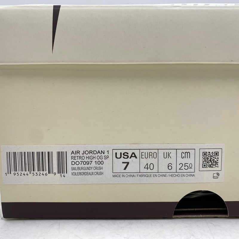 【現状渡し品】【メンズ/レディース】 NIKE × A MA MANIERE ナイキ×アママニエール DO7097-100 AIR JORDAN 1 RETRO HIGH OG エア ジョーダン ワン レトロ ハイ オリジナル スニーカー シューズ 靴 160-251118-cs-06-izu サイズ：25cm カラー：SAIL/BURGUNDY CRUSH 万代Net店