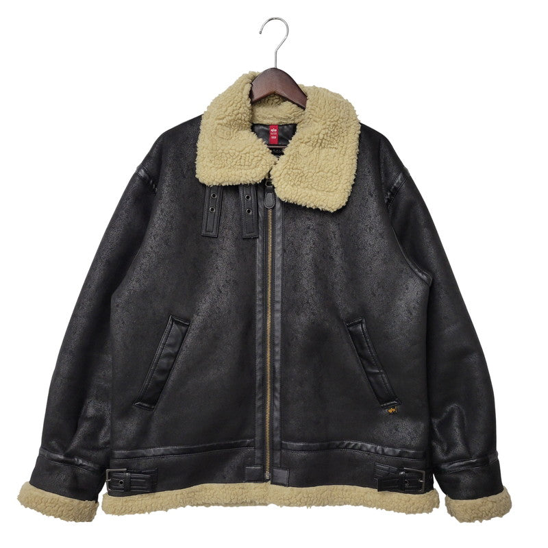 【中古品】【メンズ】 ALPHA INDUSTRIES アルファインダストリーズ FAKE MOUTON FLIGHT JACKET TA1548-075 フェイクムートン フライトジャケット アウター 145-251118-as-10-izu サイズ：L カラー：ブラック 万代Net店