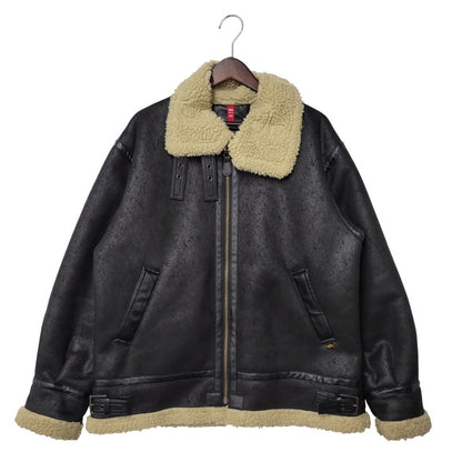 【中古品】【メンズ】 ALPHA INDUSTRIES アルファインダストリーズ FAKE MOUTON FLIGHT JACKET TA1548-075 フェイクムートン フライトジャケット アウター 145-251118-as-10-izu サイズ：L カラー：ブラック 万代Net店