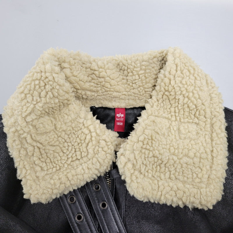 【中古品】【メンズ】 ALPHA INDUSTRIES アルファインダストリーズ FAKE MOUTON FLIGHT JACKET TA1548-075 フェイクムートン フライトジャケット アウター 145-251118-as-10-izu サイズ：L カラー：ブラック 万代Net店