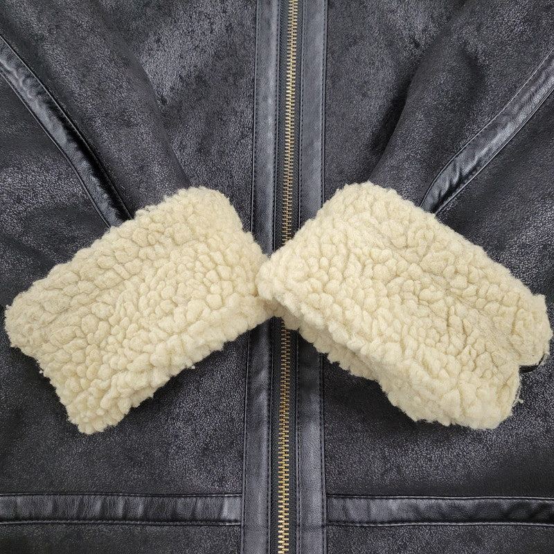 【中古品】【メンズ】 ALPHA INDUSTRIES アルファインダストリーズ FAKE MOUTON FLIGHT JACKET TA1548-075 フェイクムートン フライトジャケット アウター 145-251118-as-10-izu サイズ：L カラー：ブラック 万代Net店