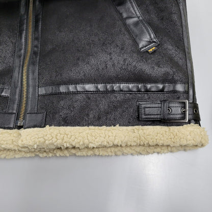 【中古品】【メンズ】 ALPHA INDUSTRIES アルファインダストリーズ FAKE MOUTON FLIGHT JACKET TA1548-075 フェイクムートン フライトジャケット アウター 145-251118-as-10-izu サイズ：L カラー：ブラック 万代Net店