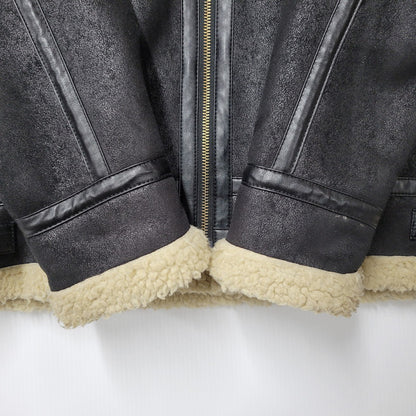 【中古品】【メンズ】 ALPHA INDUSTRIES アルファインダストリーズ FAKE MOUTON FLIGHT JACKET TA1548-075 フェイクムートン フライトジャケット アウター 145-251118-as-10-izu サイズ：L カラー：ブラック 万代Net店