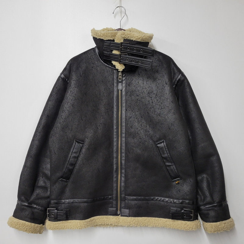 【中古品】【メンズ】 ALPHA INDUSTRIES アルファインダストリーズ FAKE MOUTON FLIGHT JACKET TA1548-075 フェイクムートン フライトジャケット アウター 145-251118-as-10-izu サイズ：L カラー：ブラック 万代Net店