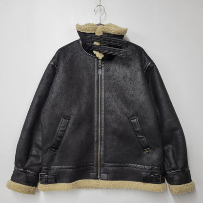 【中古品】【メンズ】 ALPHA INDUSTRIES アルファインダストリーズ FAKE MOUTON FLIGHT JACKET TA1548-075 フェイクムートン フライトジャケット アウター 145-251118-as-10-izu サイズ：L カラー：ブラック 万代Net店