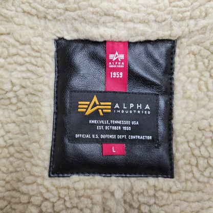 【中古品】【メンズ】 ALPHA INDUSTRIES アルファインダストリーズ FAKE MOUTON FLIGHT JACKET TA1548-075 フェイクムートン フライトジャケット アウター 145-251118-as-10-izu サイズ：L カラー：ブラック 万代Net店