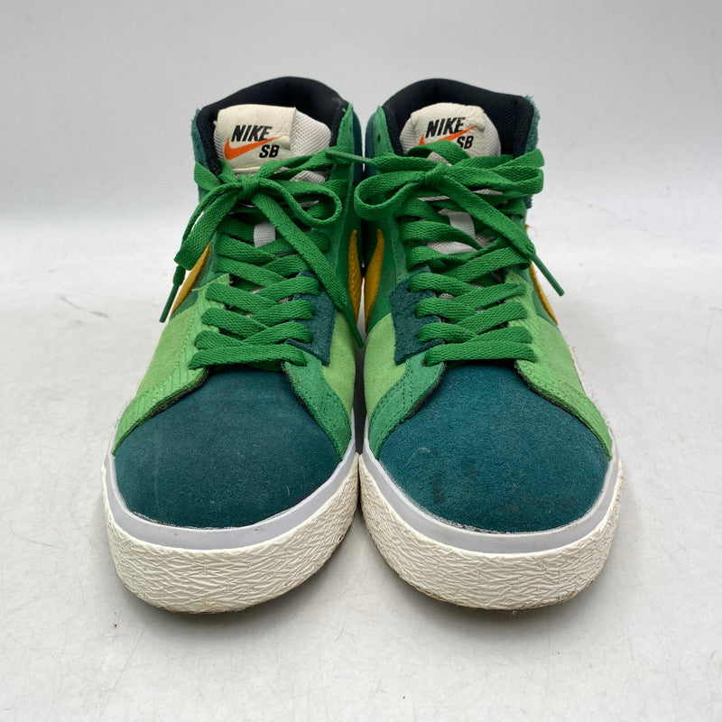 【中古品】【メンズ/レディース】 NIKE SB ナイキエスビー ZOOM BLAZER MID PRM DA8854-300 ズーム ブレーザー ミッド プレミアム スニーカー シューズ 靴 160-251202-as-07-izu サイズ：26cm カラー：ALOE VERDE/UNIVARSITY GOLD 万代Net店