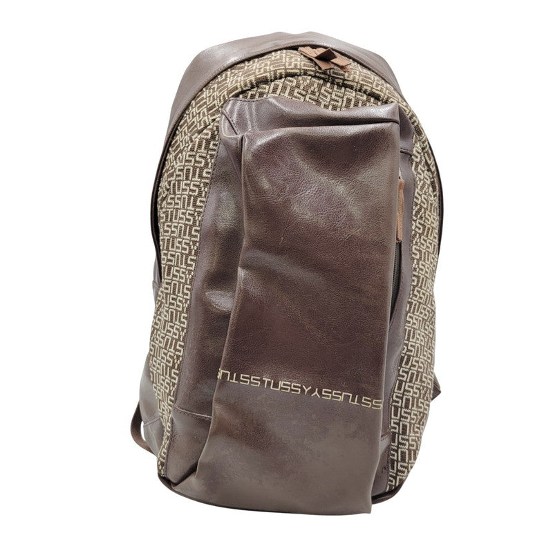 【現状渡し品】【メンズ/レディース】 OLD STUSSY オールドステューシー LOGO MONOGRAM LEATHER BACKPACK レザー バックパック リュック バッグ カバン 鞄 188-251122-as-12-izu カラー：ブラウン 万代Net店