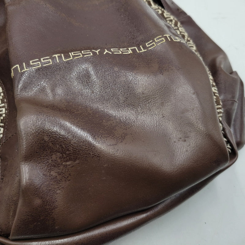 【現状渡し品】【メンズ/レディース】 OLD STUSSY オールドステューシー LOGO MONOGRAM LEATHER BACKPACK レザー バックパック リュック バッグ カバン 鞄 188-251122-as-12-izu カラー：ブラウン 万代Net店