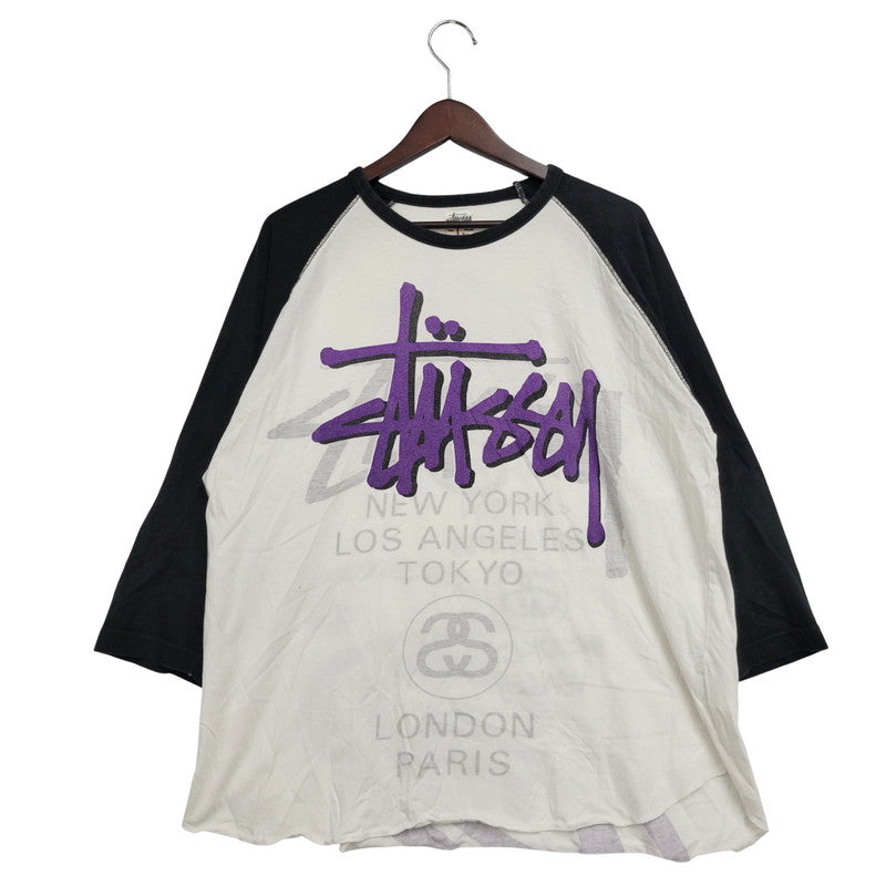 【中古品】【メンズ】 STUSSY ステューシー RAGLAN TEE ラグラン Tシャツ トップス 142-251123-as-31-izu サイズ：L カラー：ブラック×ホワイト 万代Net店