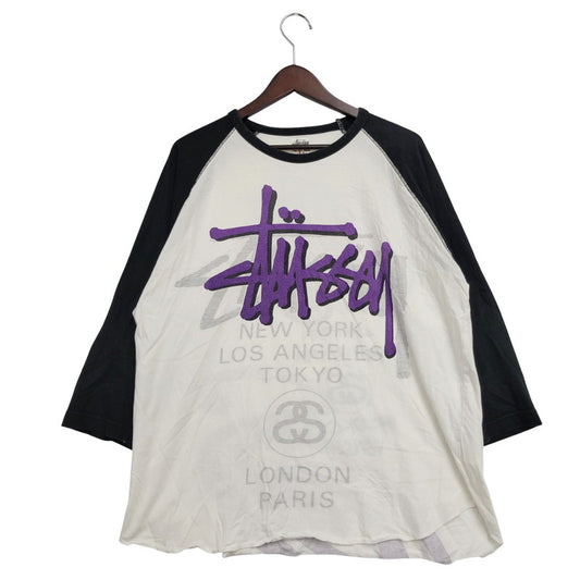 【中古品】【メンズ】 STUSSY ステューシー RAGLAN TEE ラグラン Tシャツ トップス 142-251123-as-31-izu サイズ：L カラー：ブラック×ホワイト 万代Net店