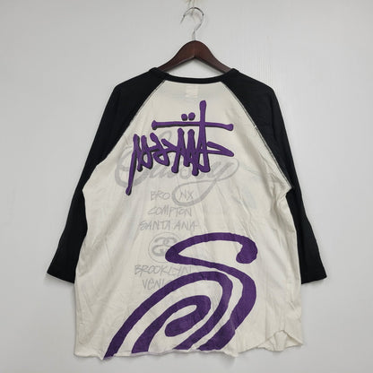 【中古品】【メンズ】 STUSSY ステューシー RAGLAN TEE ラグラン Tシャツ トップス 142-251123-as-31-izu サイズ：L カラー：ブラック×ホワイト 万代Net店