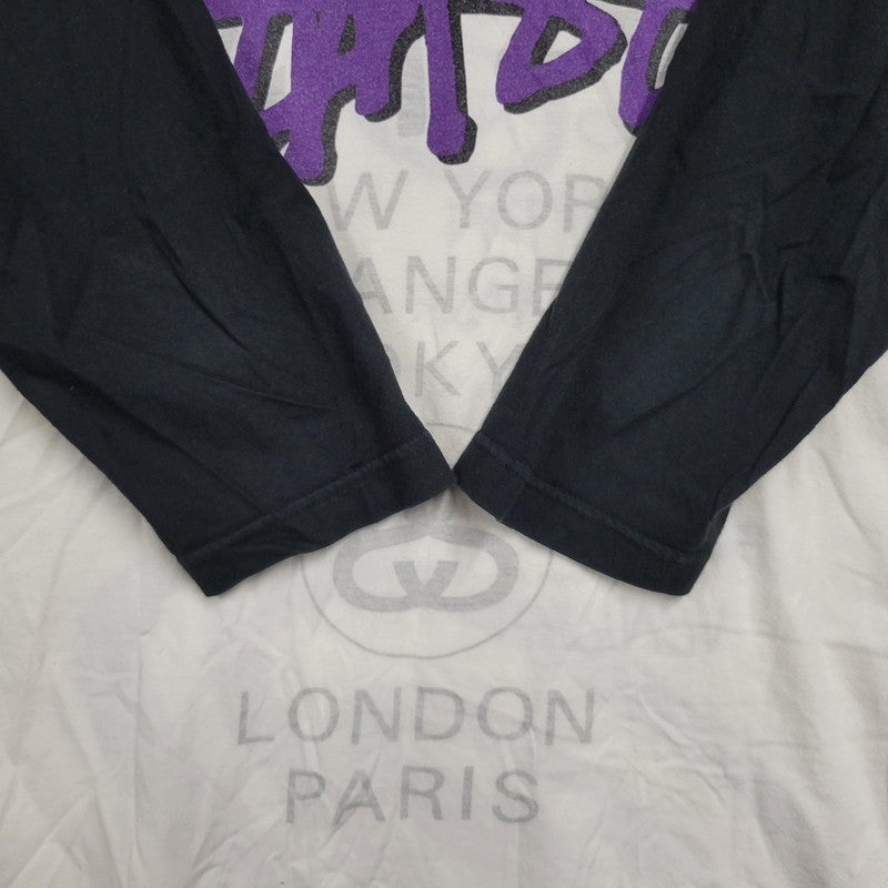 【中古品】【メンズ】 STUSSY ステューシー RAGLAN TEE ラグラン Tシャツ トップス 142-251123-as-31-izu サイズ：L カラー：ブラック×ホワイト 万代Net店