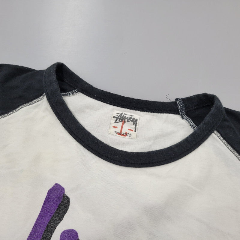 【中古品】【メンズ】 STUSSY ステューシー RAGLAN TEE ラグラン Tシャツ トップス 142-251123-as-31-izu サイズ：L カラー：ブラック×ホワイト 万代Net店
