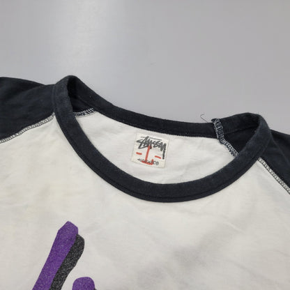 【中古品】【メンズ】 STUSSY ステューシー RAGLAN TEE ラグラン Tシャツ トップス 142-251123-as-31-izu サイズ：L カラー：ブラック×ホワイト 万代Net店