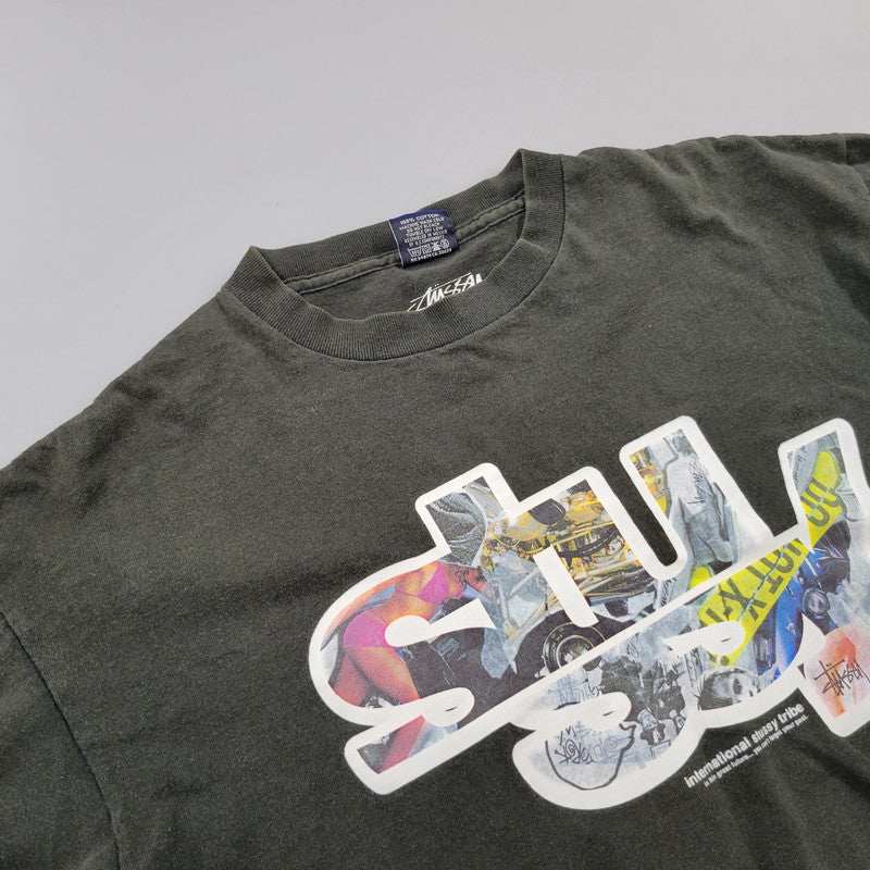 【中古品】【メンズ】 OLD STUSSY オールドステューシー FRONT LOGO LS TEE フロントロゴ ロングスリーブ Tシャツ 紺タグ 柏チャプトオープン記念 長袖 トップス 142-251123-as-32-izu サイズ：L カラー：ブラック 万代Net店