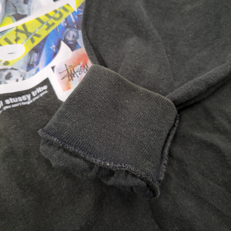 【中古品】【メンズ】 OLD STUSSY オールドステューシー FRONT LOGO LS TEE フロントロゴ ロングスリーブ Tシャツ 紺タグ 柏チャプトオープン記念 長袖 トップス 142-251123-as-32-izu サイズ：L カラー：ブラック 万代Net店