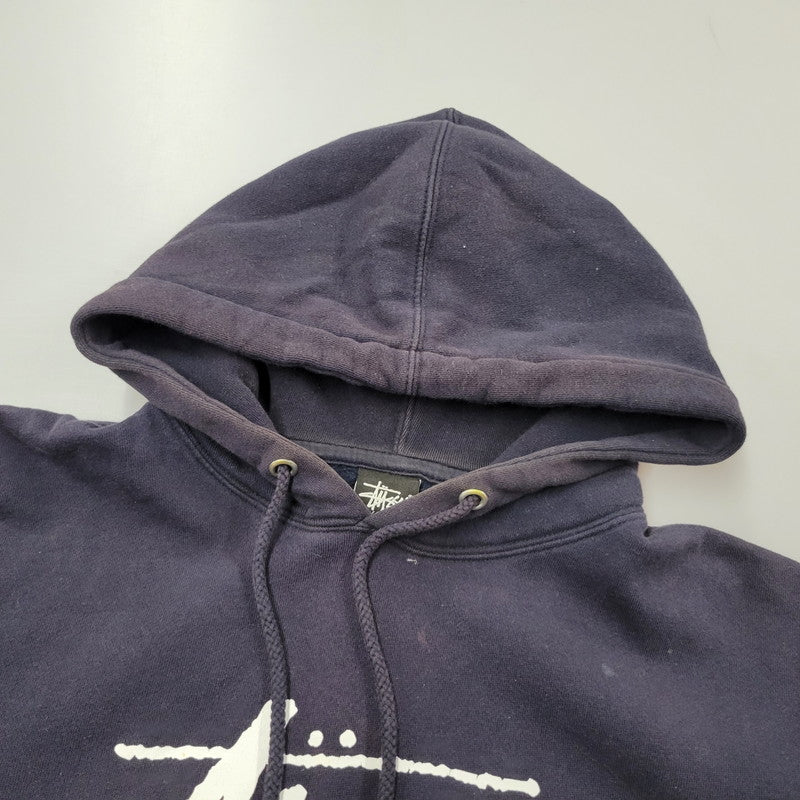 【中古品】【メンズ】 STUSSY ステューシー FRONT LOGO HOODIE フロントロゴ フーディ パーカー 長袖 トップス 142-251123-as-33-izu サイズ：L カラー：ネイビー 万代Net店