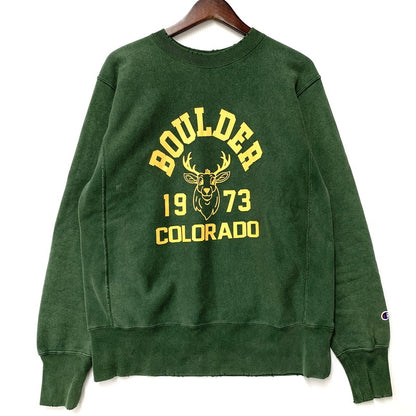 【中古品】【メンズ】 Champion チャンピオン BOULDER 1973 COLORADO REVERSE WEAVE SWEATSHIRT C3-A008 リバースウィーブ スウェットシャツ 青単復刻 トレーナー 長袖 トップス 148-251125-as-19-izu サイズ：M カラー：グリーン 万代Net店