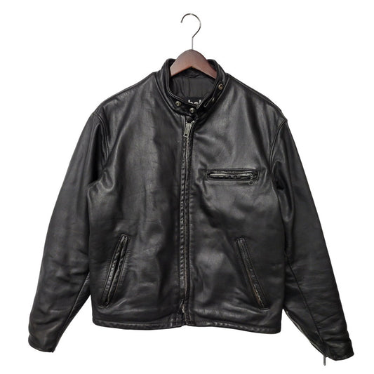 【現状渡し品】【メンズ】 schott ショット SINGLE RIDERS JACKET 641Q シングルライダースジャケット IDEALジッパー アウター 145-251118-as-11-izu サイズ：42 カラー：ブラック 万代Net店