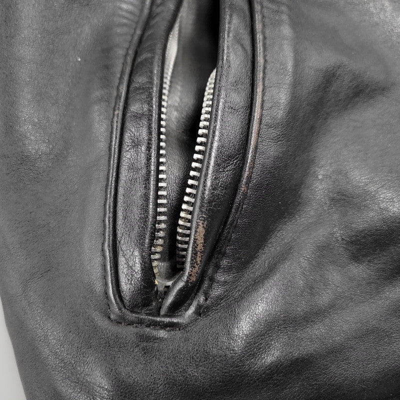 【現状渡し品】【メンズ】 schott ショット SINGLE RIDERS JACKET 641Q シングルライダースジャケット IDEALジッパー アウター 145-251118-as-11-izu サイズ：42 カラー：ブラック 万代Net店