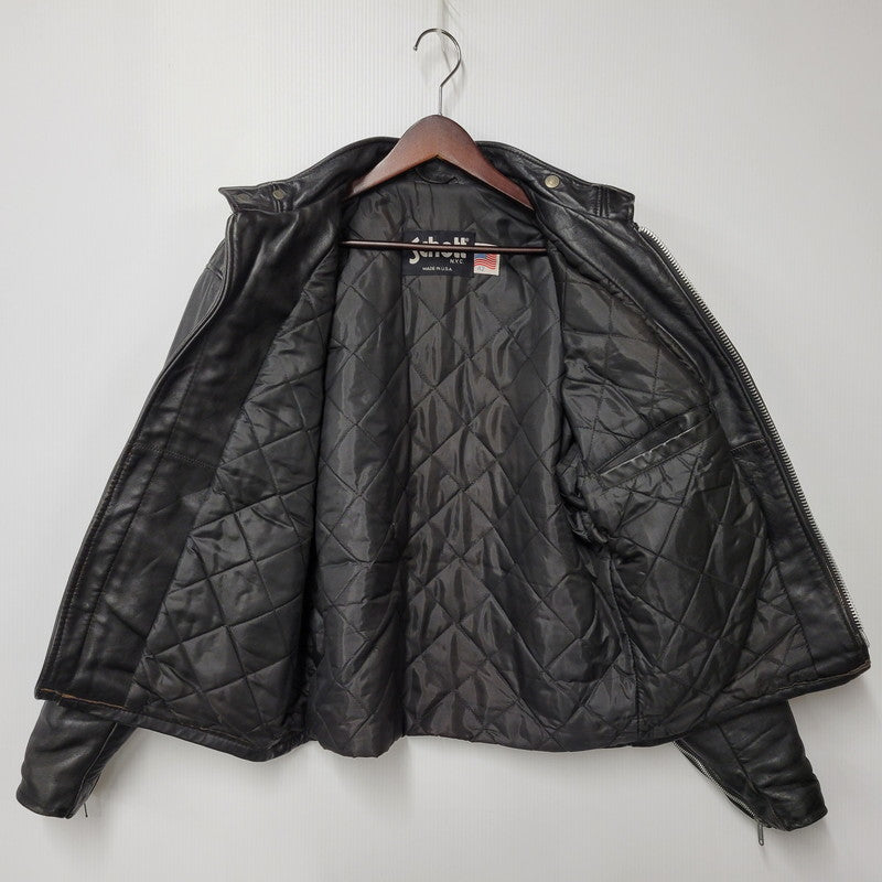 【現状渡し品】【メンズ】 schott ショット SINGLE RIDERS JACKET 641Q シングルライダースジャケット IDEALジッパー アウター 145-251118-as-11-izu サイズ：42 カラー：ブラック 万代Net店