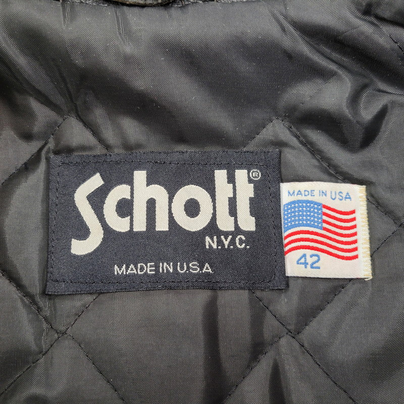 【現状渡し品】【メンズ】 schott ショット SINGLE RIDERS JACKET 641Q シングルライダースジャケット IDEALジッパー アウター 145-251118-as-11-izu サイズ：42 カラー：ブラック 万代Net店