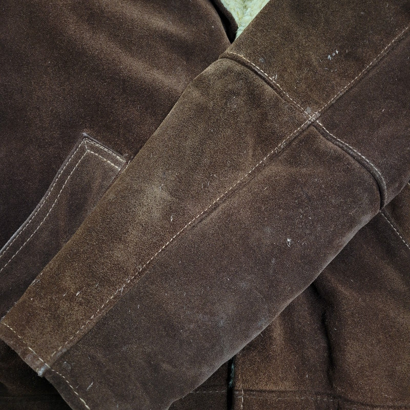 【現状渡し品】【メンズ】 schott ショット BOA LINER SUEDE RANCH JACKET ボアライナー スエード ランチジャケット 茶タグ USA製 アウター 146-251118-as-07-izu サイズ：40 カラー：ブラウン 万代Net店