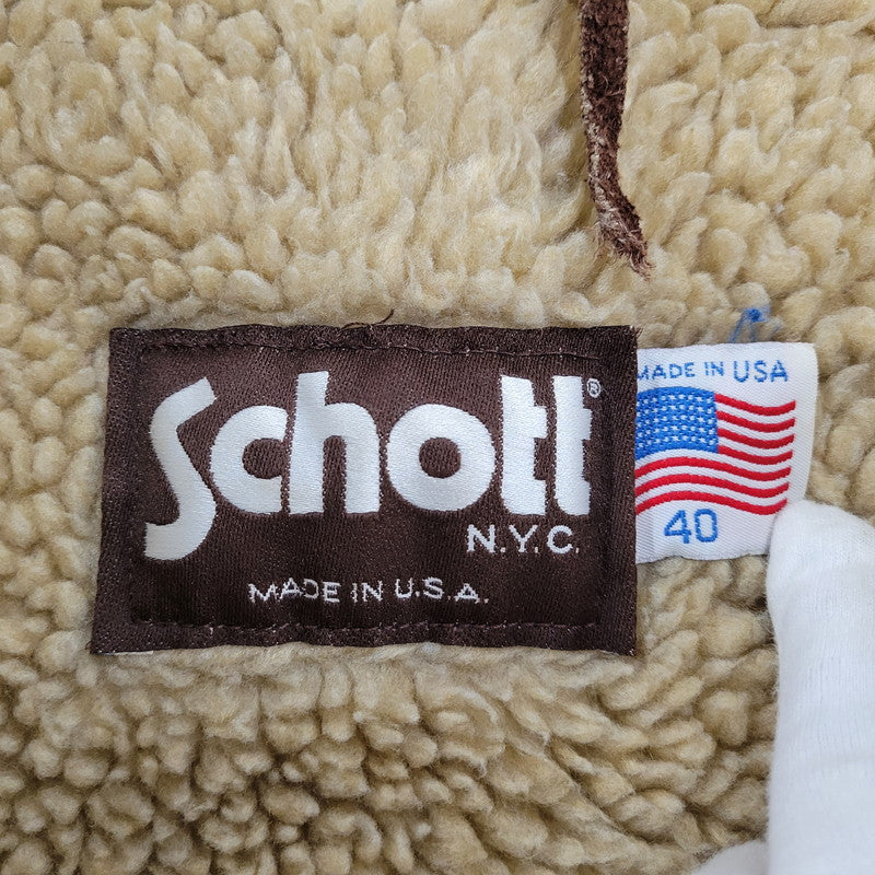 【現状渡し品】【メンズ】 schott ショット BOA LINER SUEDE RANCH JACKET ボアライナー スエード ランチジャケット 茶タグ USA製 アウター 146-251118-as-07-izu サイズ：40 カラー：ブラウン 万代Net店