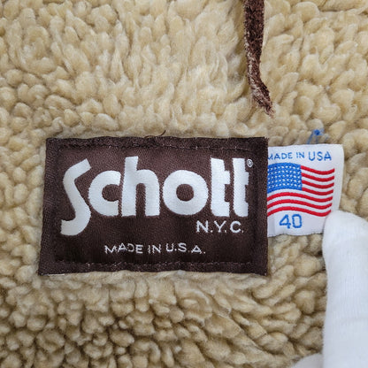 【現状渡し品】【メンズ】 schott ショット BOA LINER SUEDE RANCH JACKET ボアライナー スエード ランチジャケット 茶タグ USA製 アウター 146-251118-as-07-izu サイズ：40 カラー：ブラウン 万代Net店