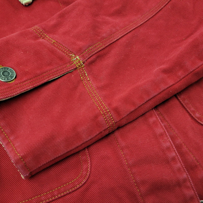 【中古品】【メンズ】 LAUREN JEANS CO. ローレンジーンズカンパニー COVERALL カバーオール 襟コーデュロイ ジャケット アウター 146-251119-as-03-izu サイズ：L カラー：レッド×ベージュ 万代Net店