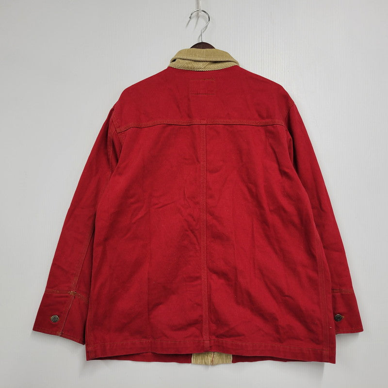 【中古品】【メンズ】 LAUREN JEANS CO. ローレンジーンズカンパニー COVERALL カバーオール 襟コーデュロイ ジャケット アウター 146-251119-as-03-izu サイズ：L カラー：レッド×ベージュ 万代Net店