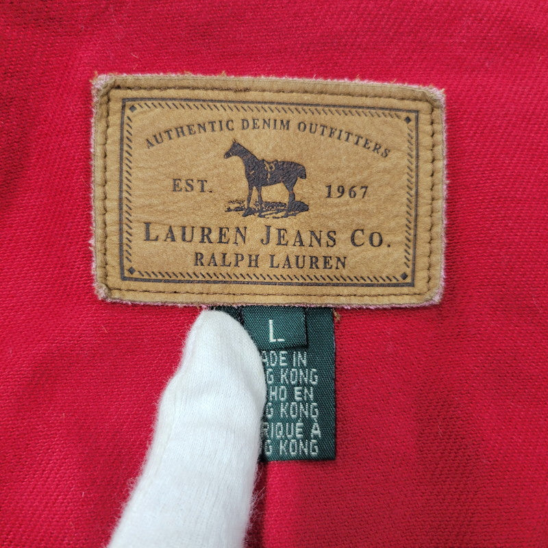 【中古品】【メンズ】 LAUREN JEANS CO. ローレンジーンズカンパニー COVERALL カバーオール 襟コーデュロイ ジャケット アウター 146-251119-as-03-izu サイズ：L カラー：レッド×ベージュ 万代Net店