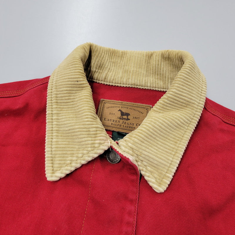 【中古品】【メンズ】 LAUREN JEANS CO. ローレンジーンズカンパニー COVERALL カバーオール 襟コーデュロイ ジャケット アウター 146-251119-as-03-izu サイズ：L カラー：レッド×ベージュ 万代Net店