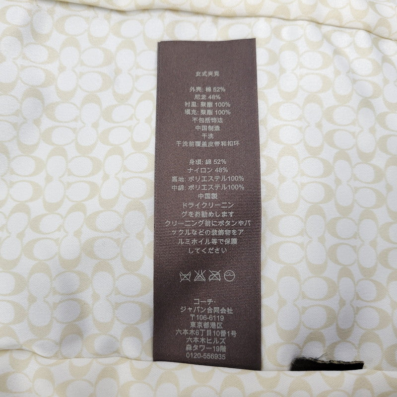 【中古品】【レディース】 COACH コーチ QUILTING COAT キルティング コート アウター 168-251128-cs-10-izu サイズ：XS カラー：カーキ 万代Net店