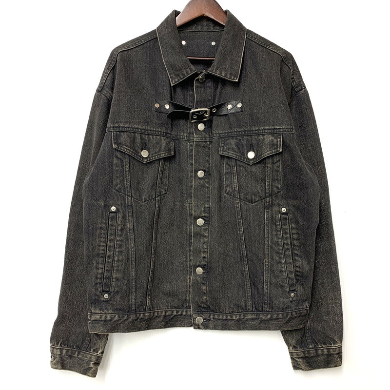 【中古品】【メンズ】 JOHN LAWRENCE SULLIVAN ジョンローレンスサリバン FRONT SIDE BELTED DENIM JACKET 1B013-0320-34 フロント サイド ベルト デニムジャケット アウター 140-251122-as-10-izu サイズ：48 カラー：ブラック 万代Net店
