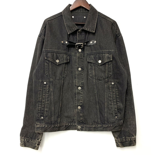 【中古品】【メンズ】 JOHN LAWRENCE SULLIVAN ジョンローレンスサリバン FRONT SIDE BELTED DENIM JACKET 1B013-0320-34 フロント サイド ベルト デニムジャケット アウター 140-251122-as-10-izu サイズ：48 カラー：ブラック 万代Net店